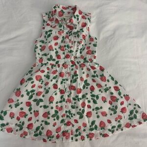 Crewcuts Girls Dress Size 5 White strawberry Print Sleeveless Button Front NWOT